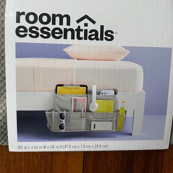 NEW Room Essentials Light Gray Bedside Hanging Organizer Storage - Picture 3 of 4